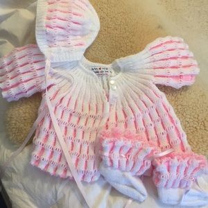 Hand Knit Baby Girl sweater set